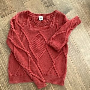 Cable Knit Women's Sweater - Red
